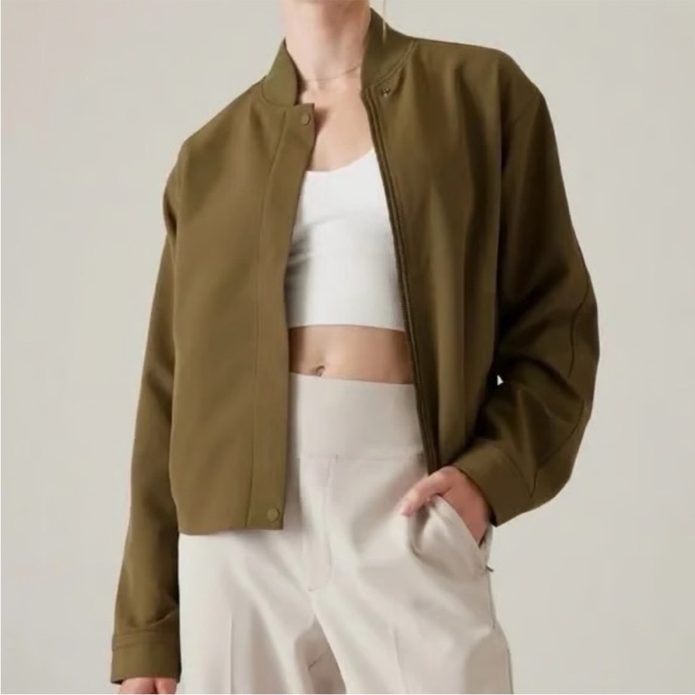 Athleta Olive Bomber Jacket size Small Tall